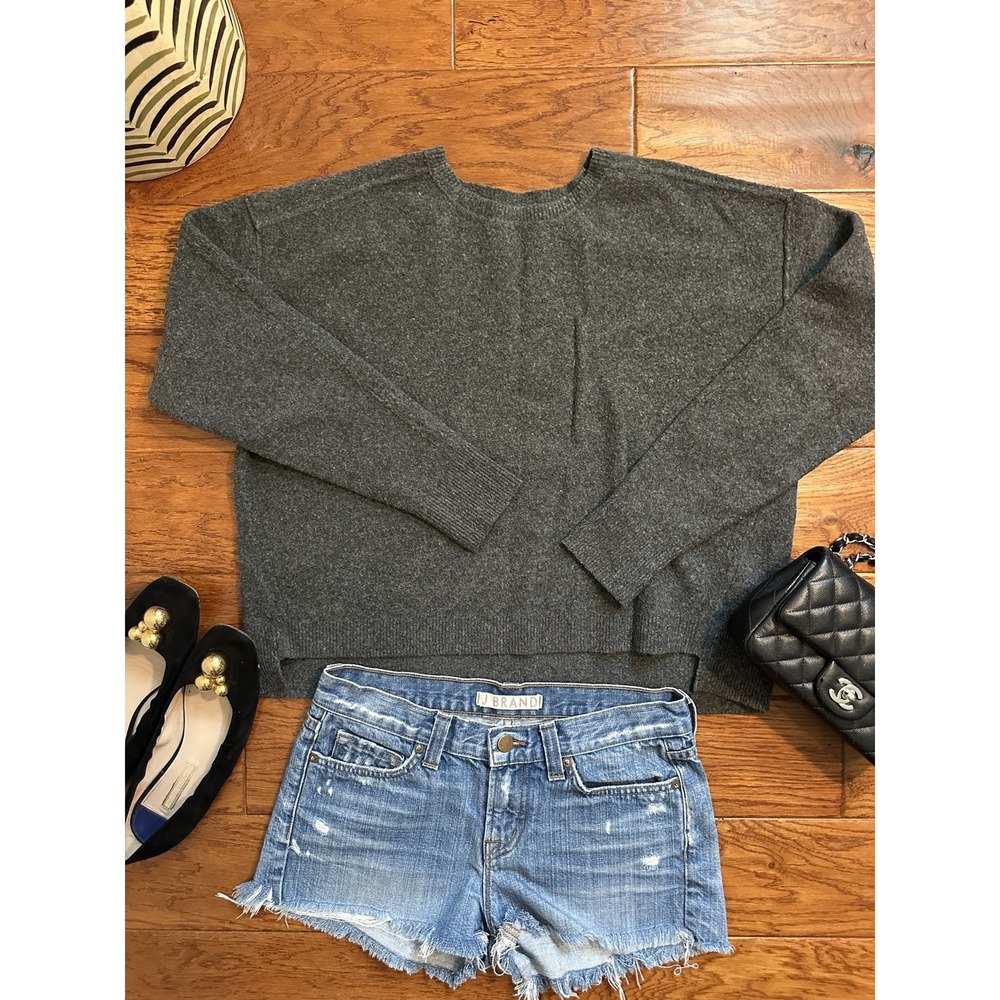 Free People Womens XS Charcoal Gray Wool Blend Oversized Knit Sweater High Low